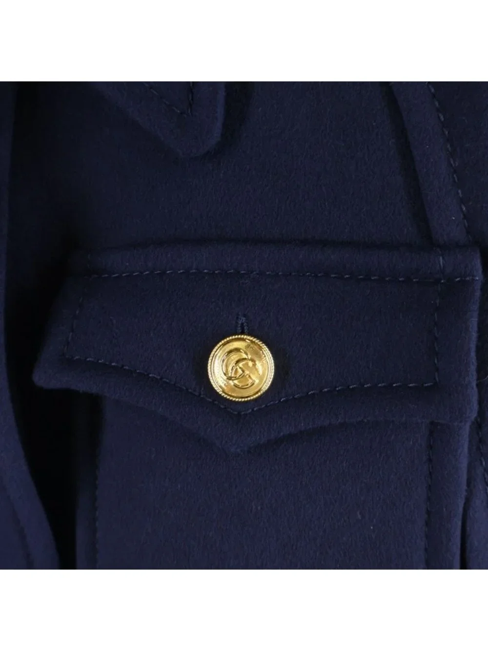 Gucci Wool Cape Coat Long Navy 46